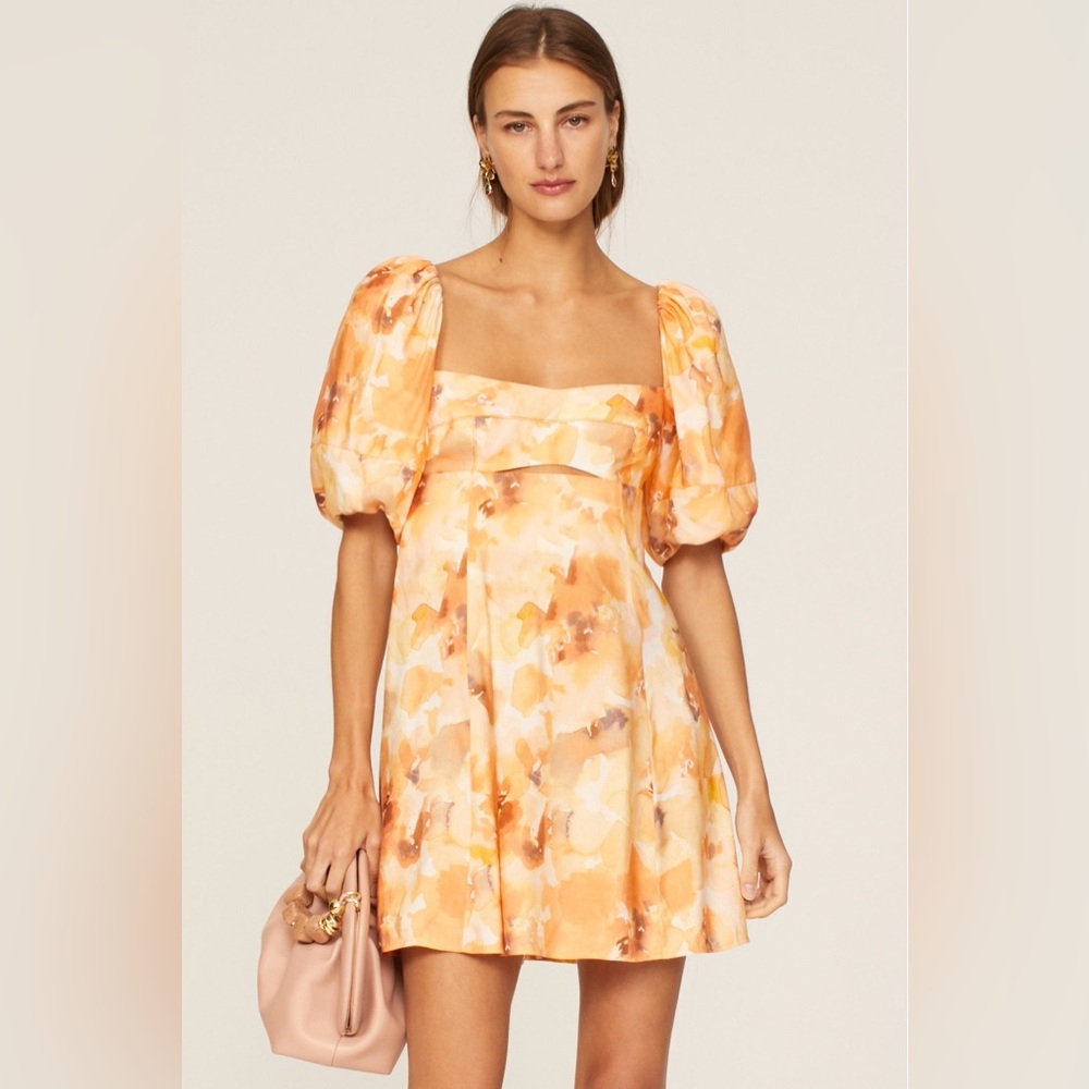 Chic Orange Floral Mini Dress